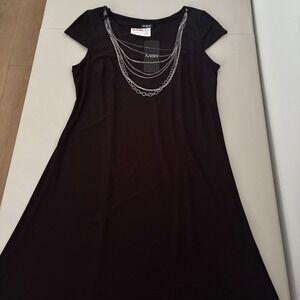 MSK Black Dress Women's Size 16‎ Sleeveless A-Line With Chain Detail Party
